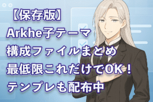 ウィンが構成ファイルを紹介するアイキャッチ画像（Arkhe子テーマ解説）